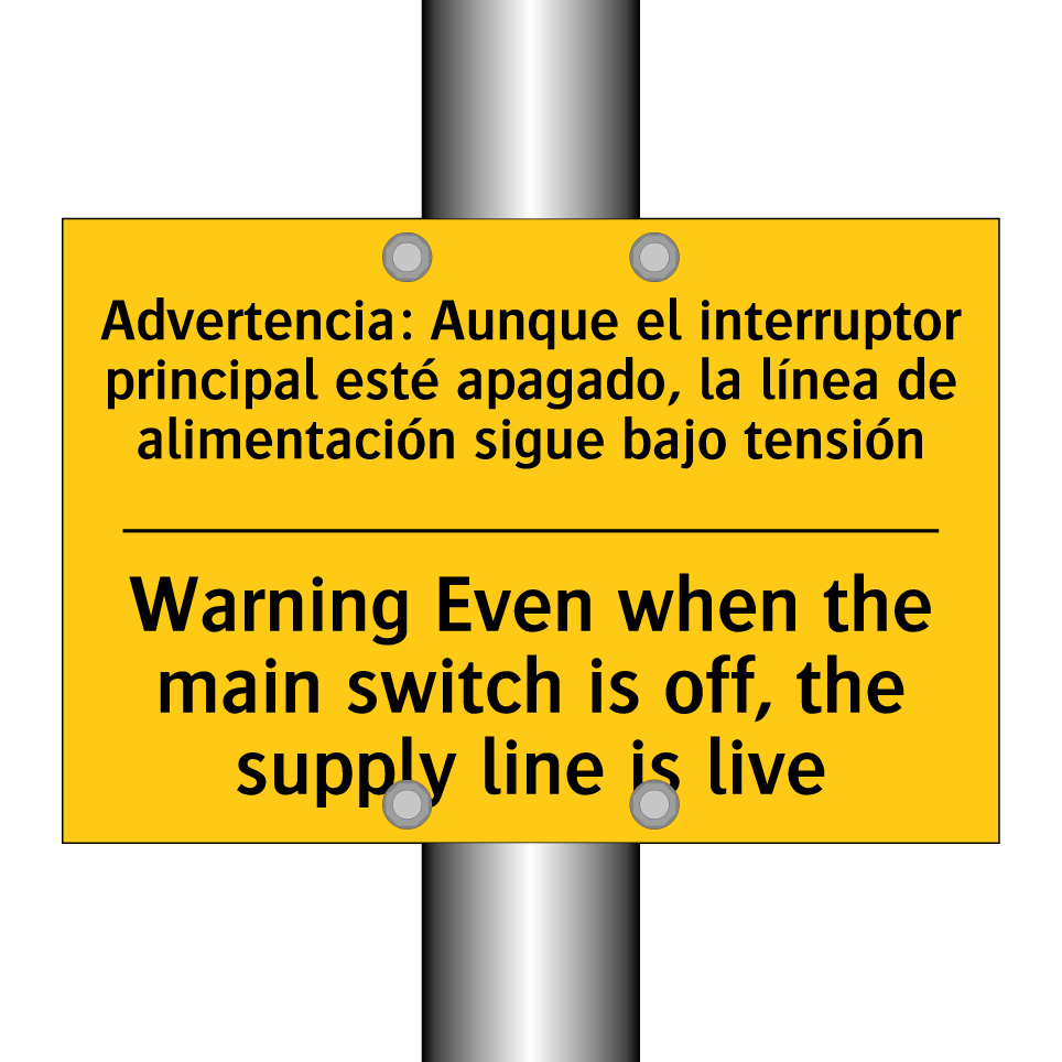 Warning Even when the main switch is off, the supply line is live - Warning Even when the main switch is off, the supply line is live