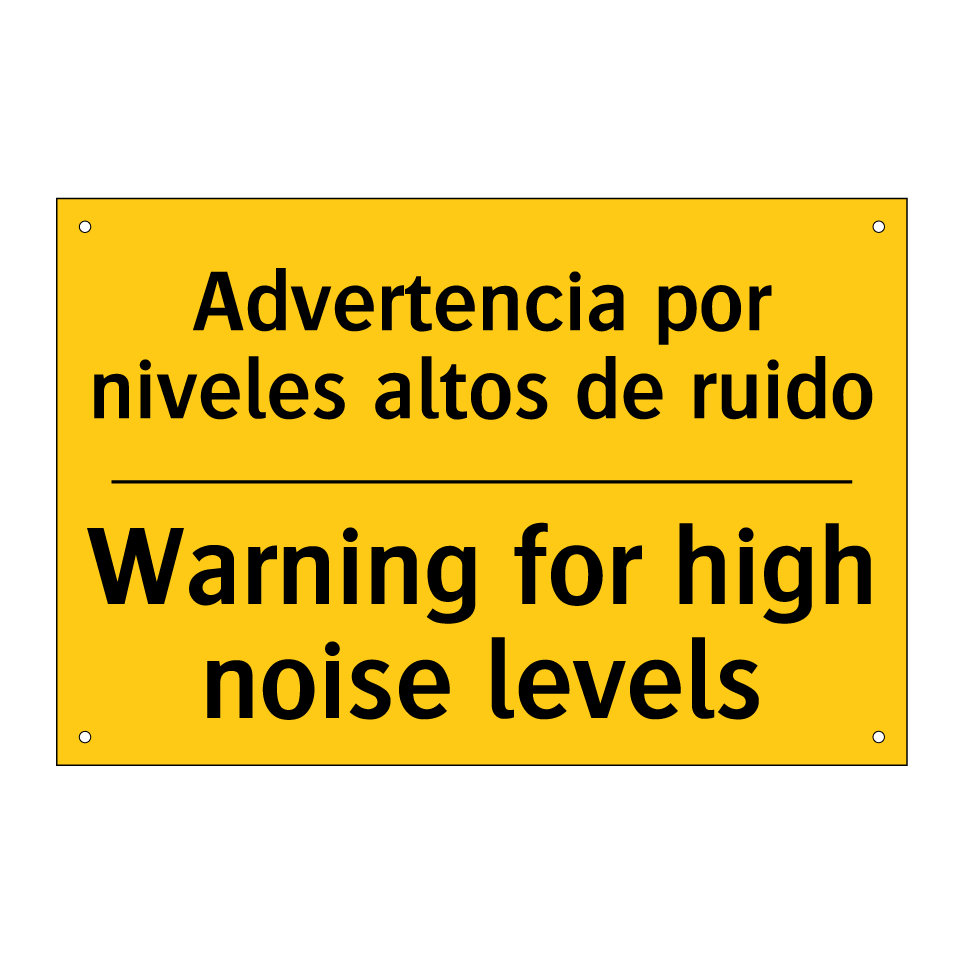 Advertencia por niveles altos de ruido - Warning for high noise levels