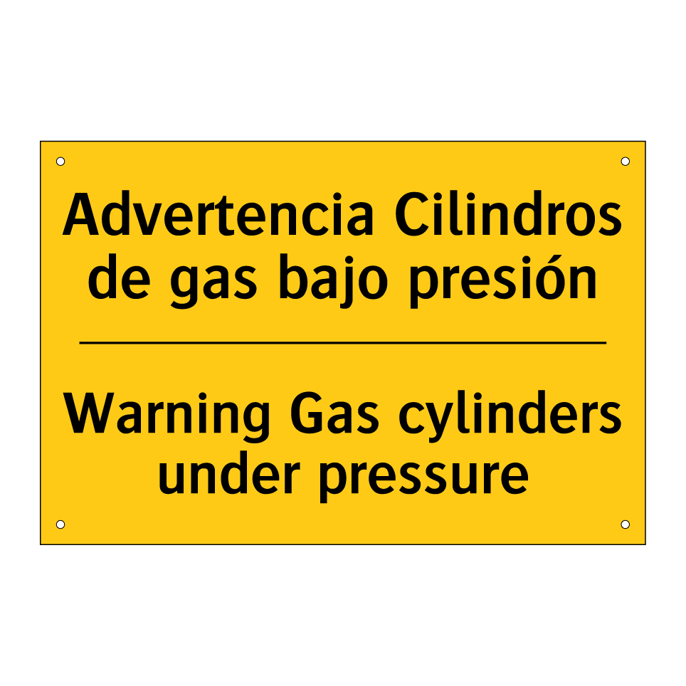 Advertencia Cilindros de gas bajo presión - Warning Gas cylinders under pressure