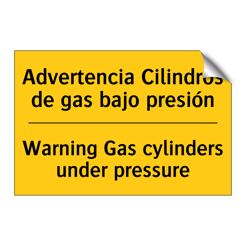 Advertencia Cilindros de gas bajo presión - Warning Gas cylinders under pressure