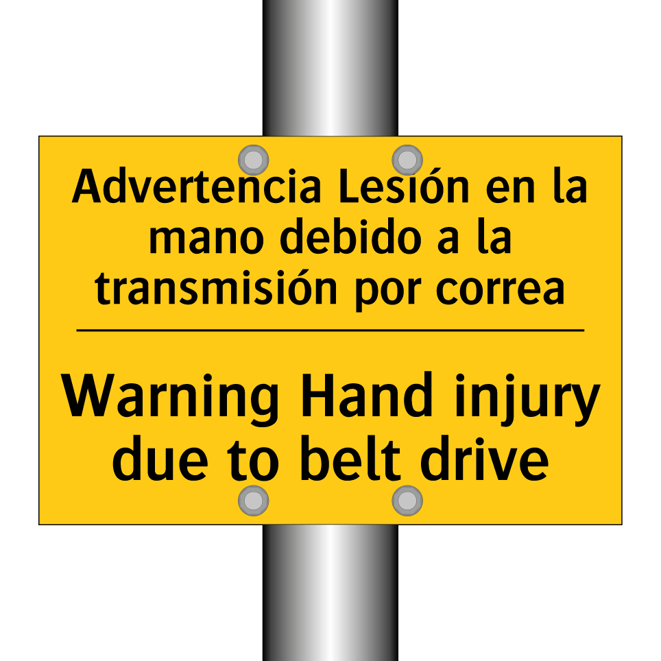 Advertencia Lesión en la mano debido a la transmisión por correa - Warning Hand injury due to belt drive
