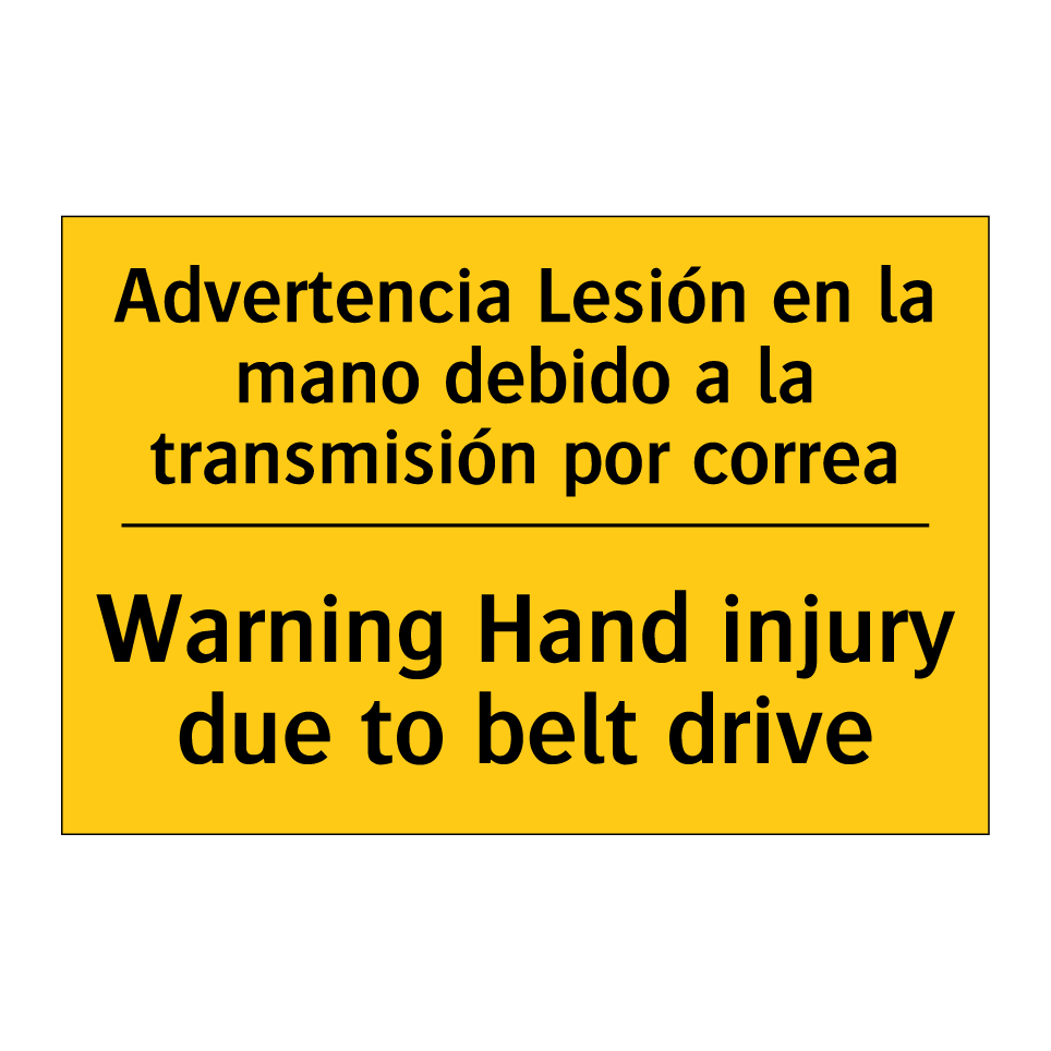 Advertencia Lesión en la mano debido a la transmisión por correa - Warning Hand injury due to belt drive
