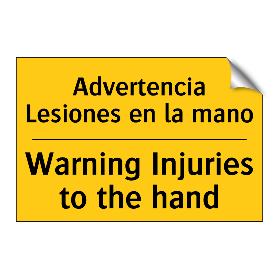 Advertencia Lesiones en la mano - Warning Injuries to the hand