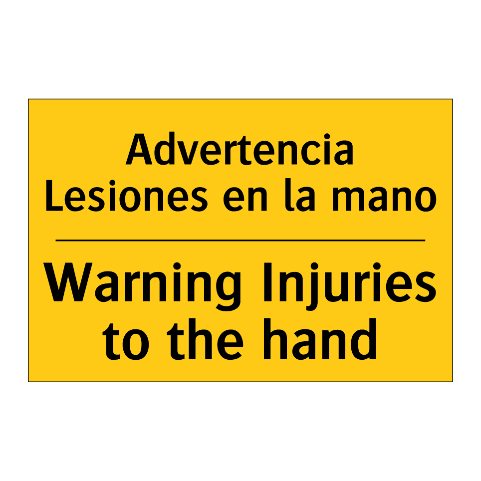 Advertencia Lesiones en la mano - Warning Injuries to the hand