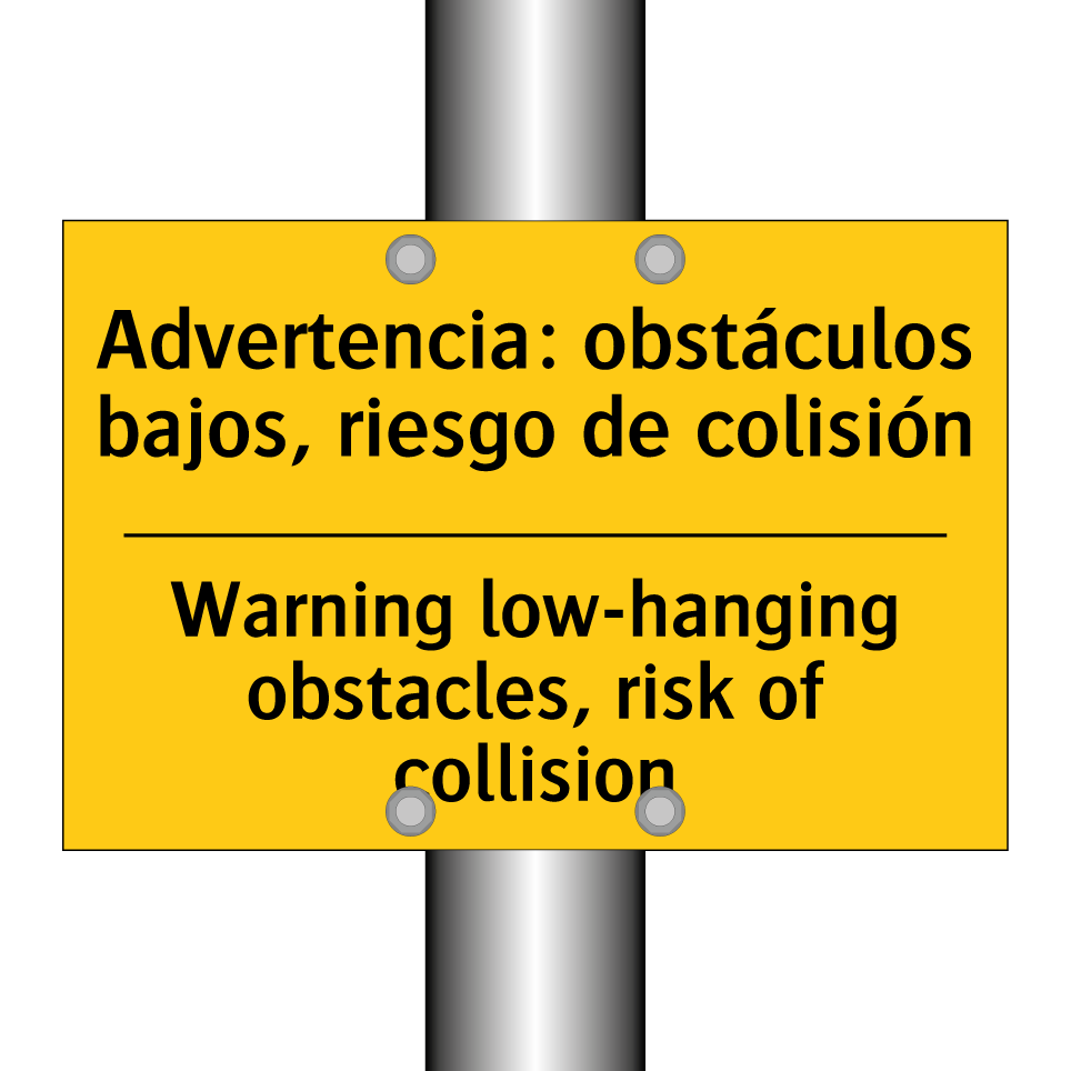 Advertencia: obstáculos bajos, riesgo de colisión - Warning low-hanging obstacles, risk of collision