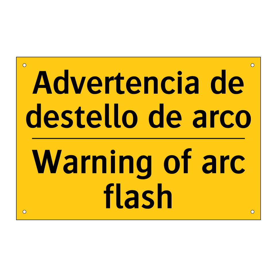 Advertencia de destello de arco - Warning of arc flash