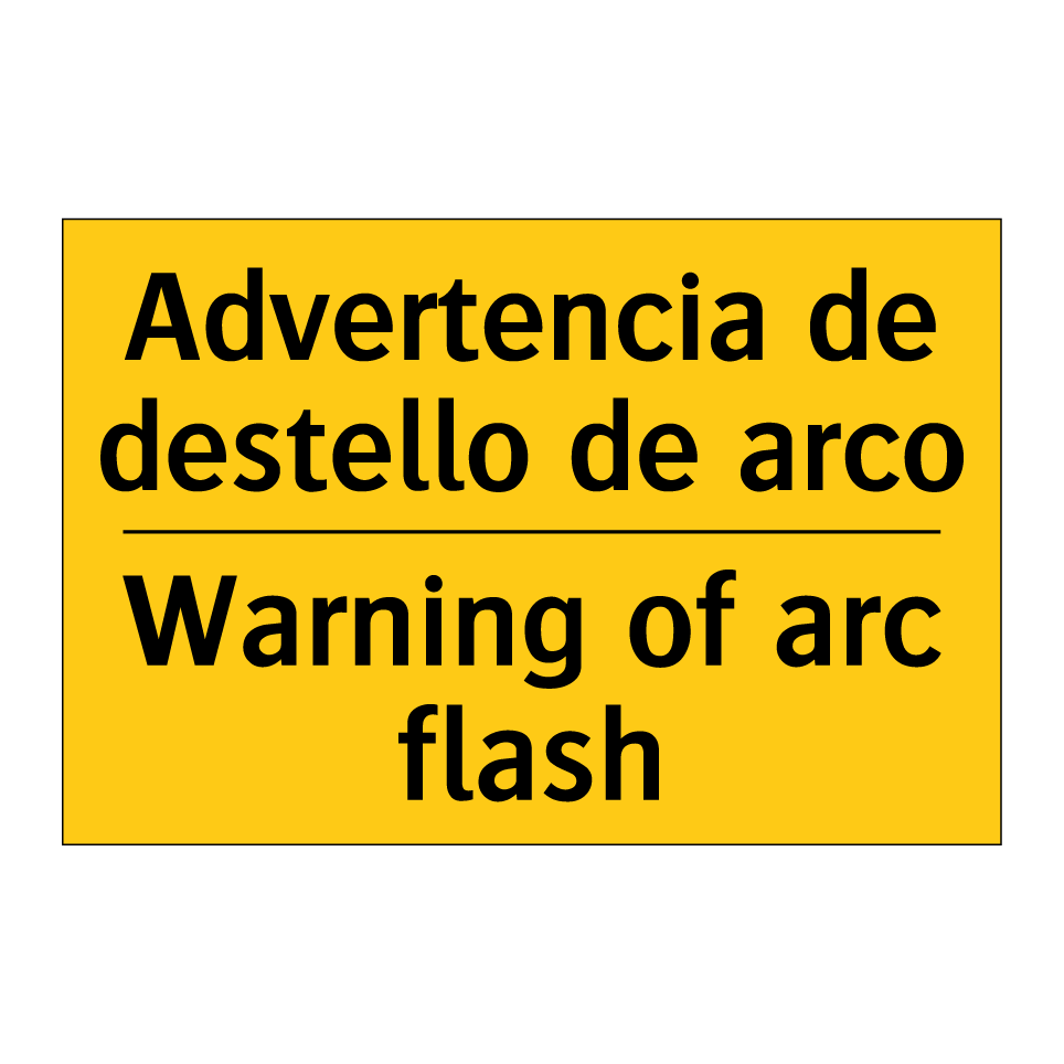 Advertencia de destello de arco - Warning of arc flash
