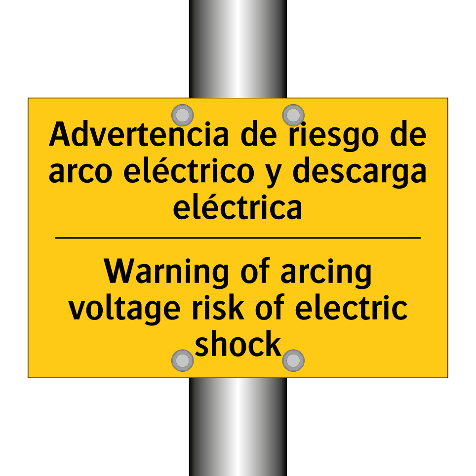 Advertencia de riesgo de arco eléctrico y descarga eléctrica - Warning of arcing voltage risk of electric shock