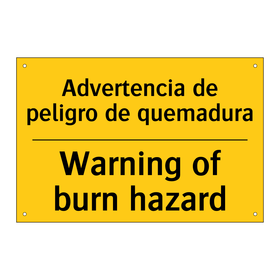 Advertencia de peligro de quemadura - Warning of burn hazard