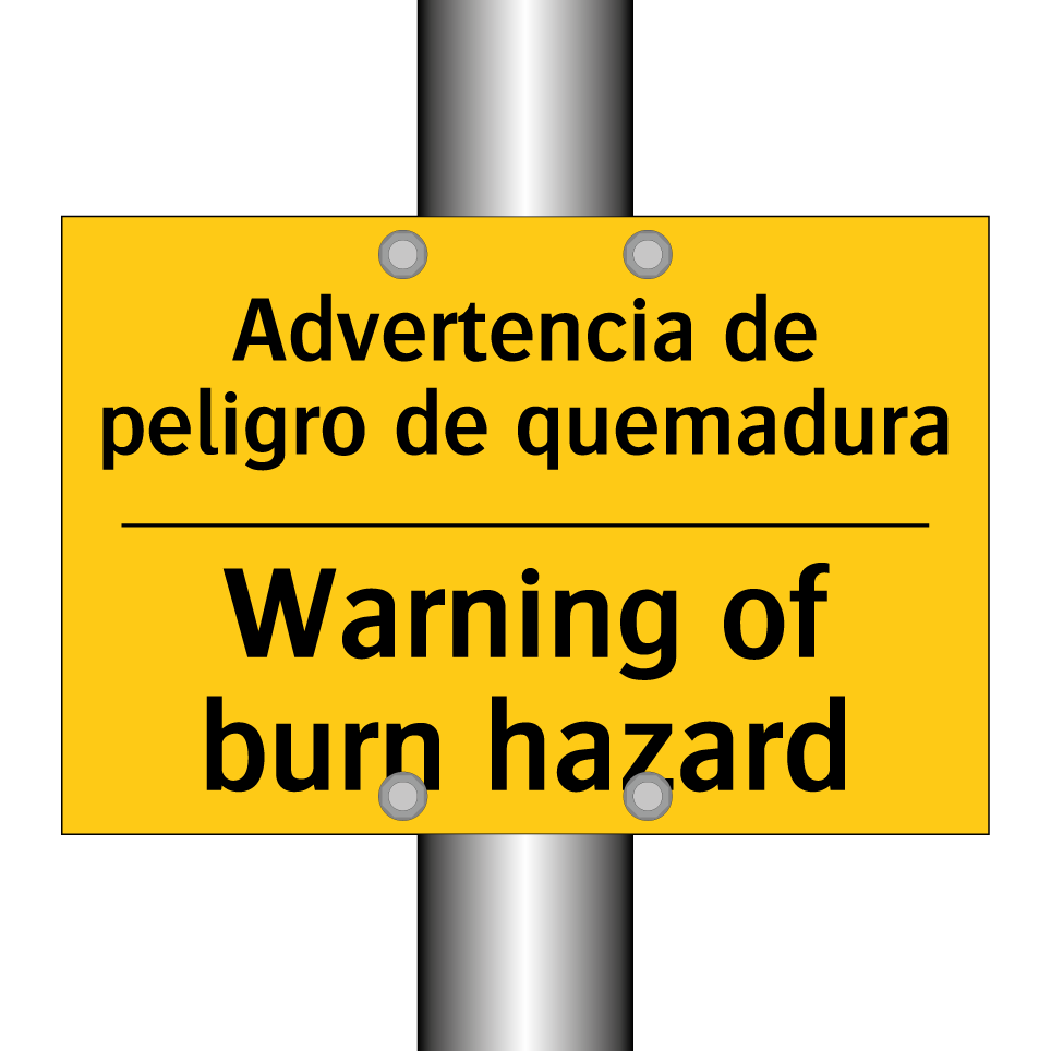 Advertencia de peligro de quemadura - Warning of burn hazard