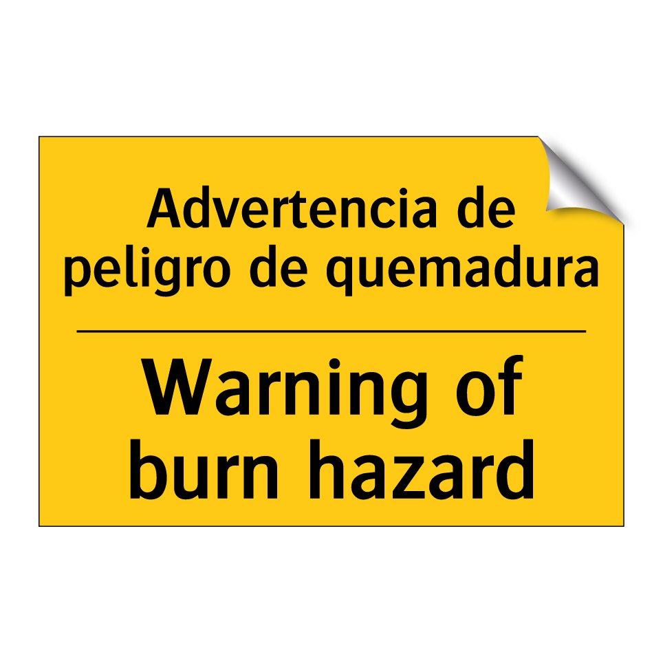 Advertencia de peligro de quemadura - Warning of burn hazard