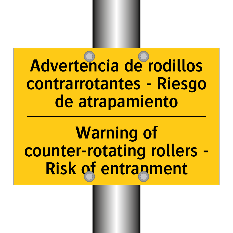 Advertencia de rodillos contrarrotantes - Riesgo de atrapamiento - Warning of counter-rotating rollers - Risk of entrapment