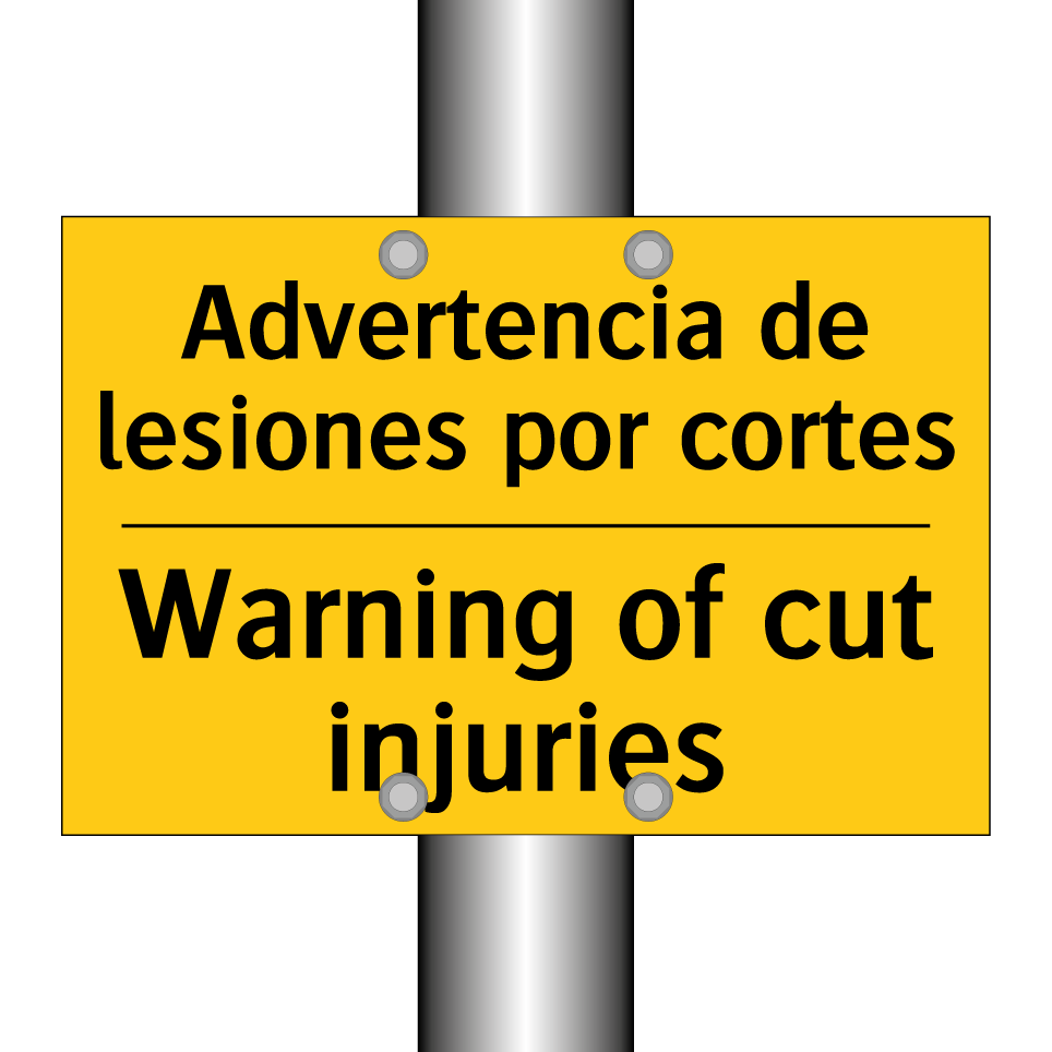 Advertencia de lesiones por cortes - Warning of cut injuries
