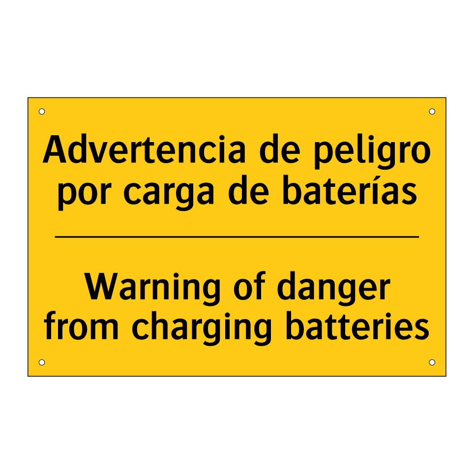 Advertencia de peligro por carga de baterías - Warning of danger from charging batteries