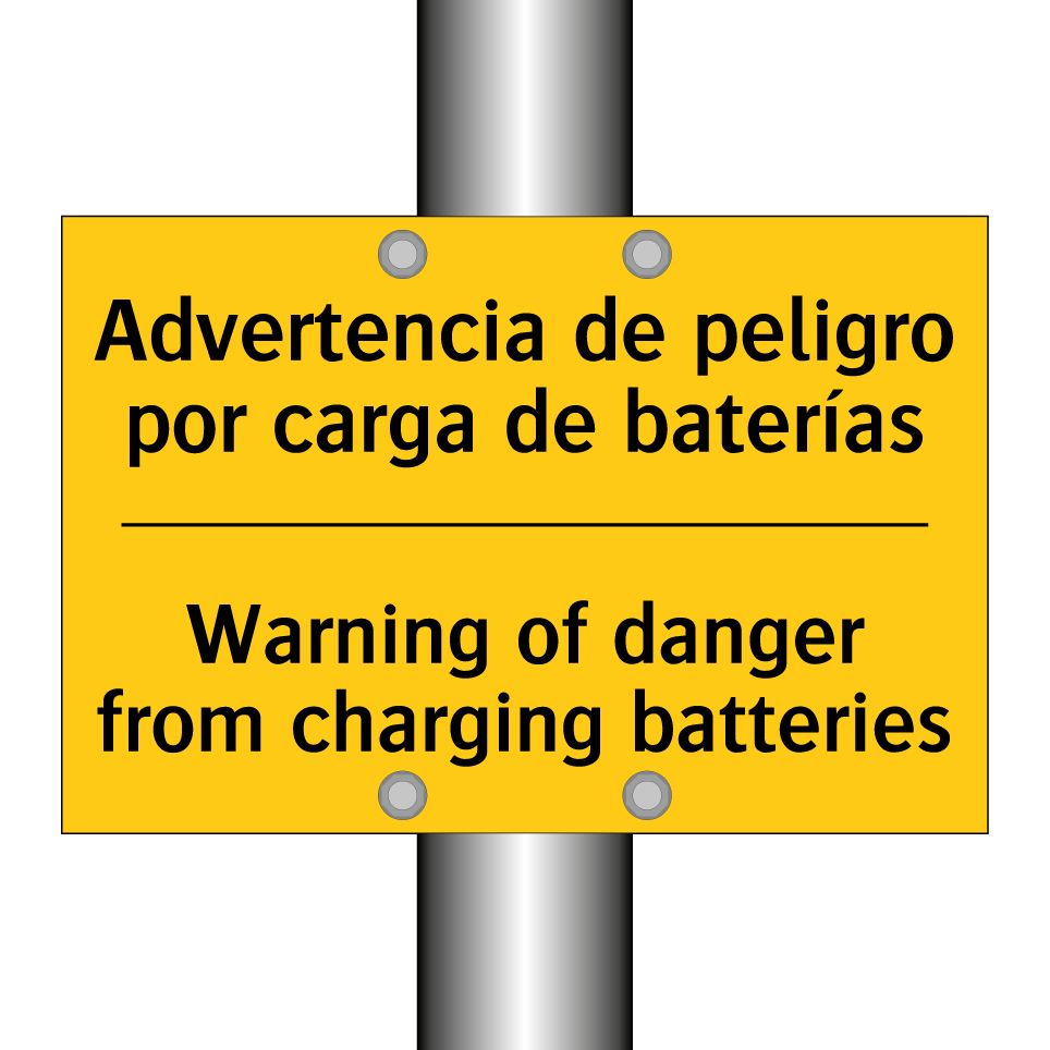 Advertencia de peligro por carga de baterías - Warning of danger from charging batteries