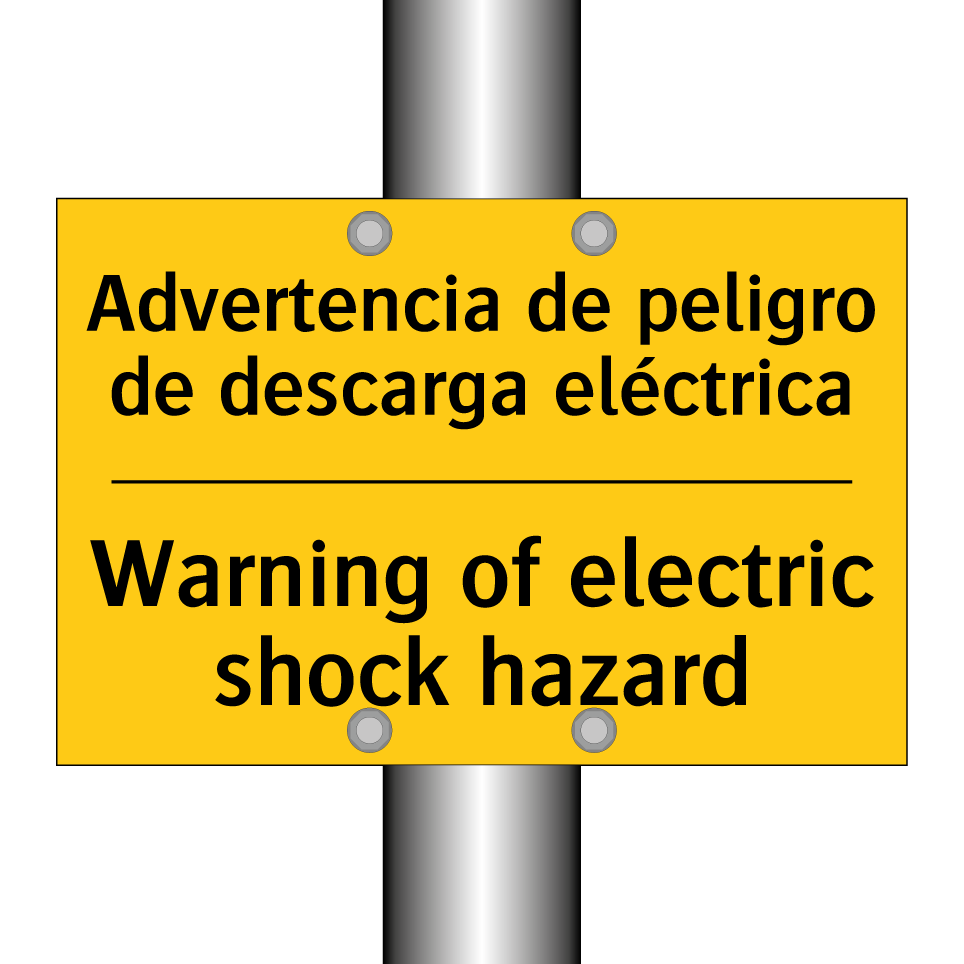 Advertencia de peligro de descarga eléctrica - Warning of electric shock hazard
