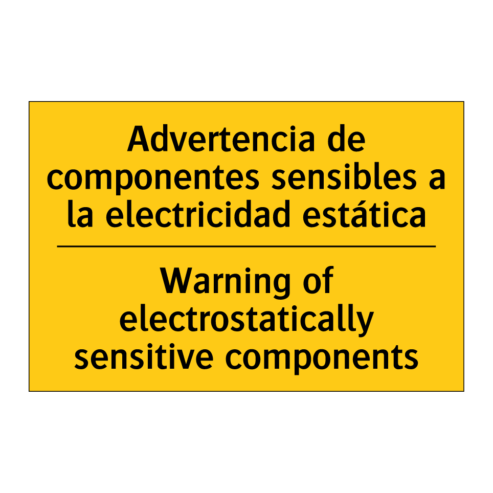 Advertencia de componentes sensibles a la electricidad estática - Warning of electrostatically sensitive components