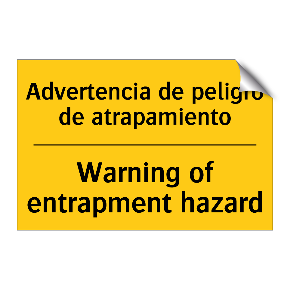Advertencia de peligro de atrapamiento - Warning of entrapment hazard