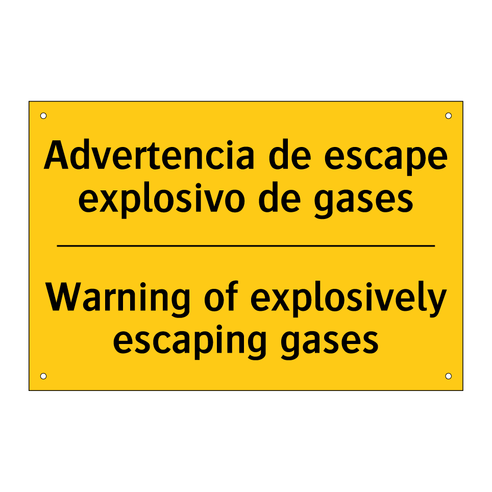 Advertencia de escape explosivo de gases - Warning of explosively escaping gases