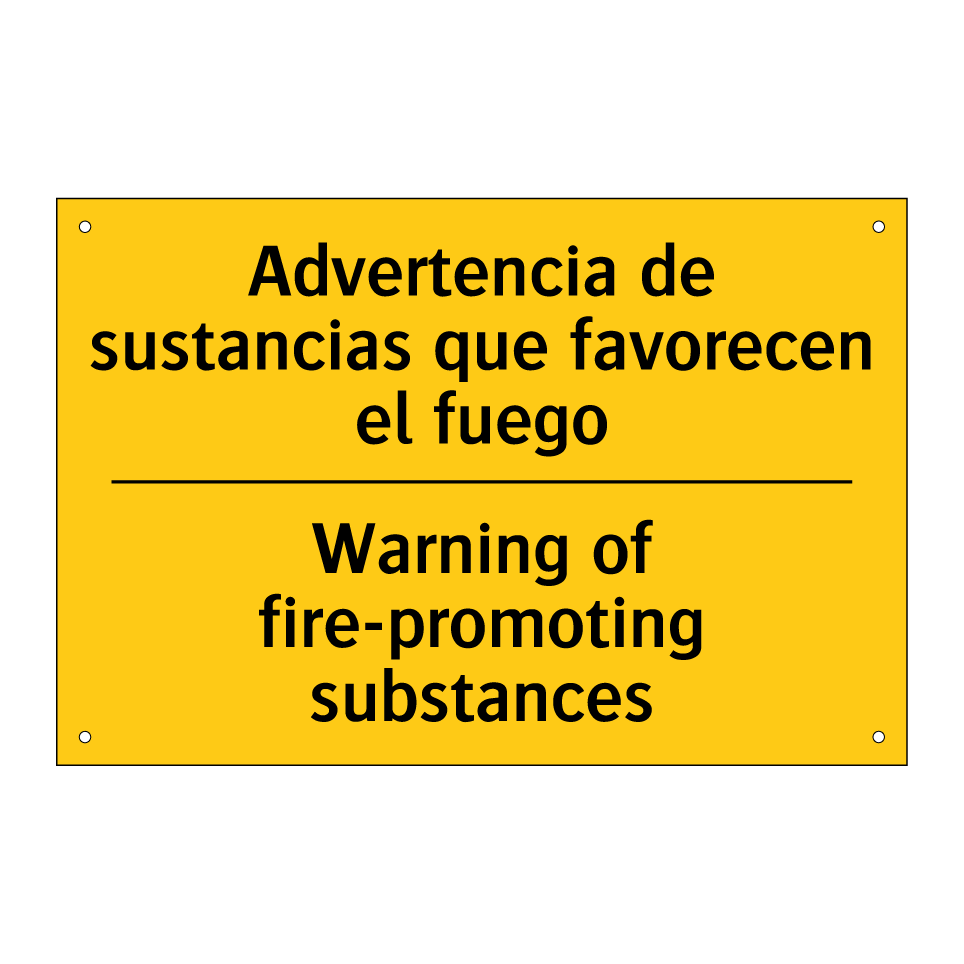 Advertencia de sustancias que favorecen el fuego - Warning of fire-promoting substances
