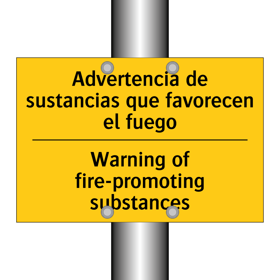 Advertencia de sustancias que favorecen el fuego - Warning of fire-promoting substances