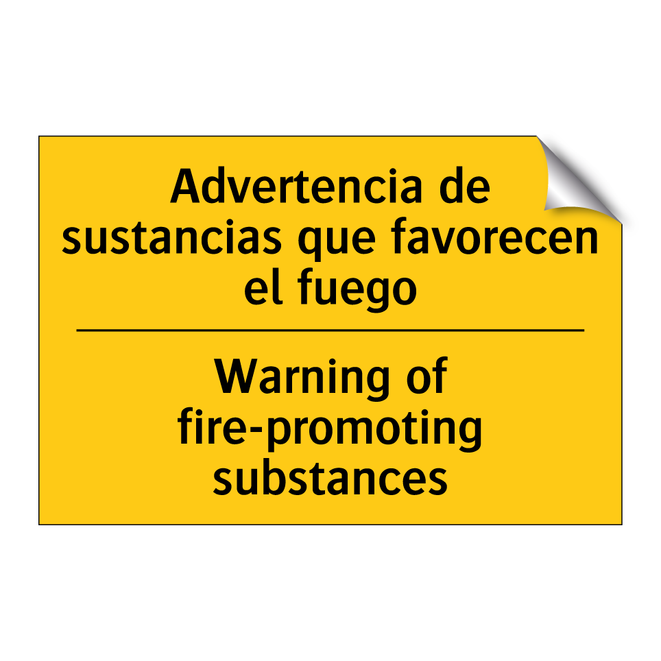 Advertencia de sustancias que favorecen el fuego - Warning of fire-promoting substances