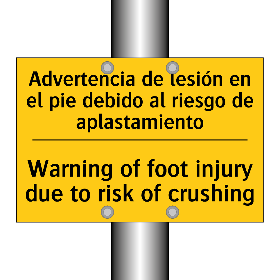 Advertencia de lesión en el pie debido al riesgo de aplastamiento - Warning of foot injury due to risk of crushing