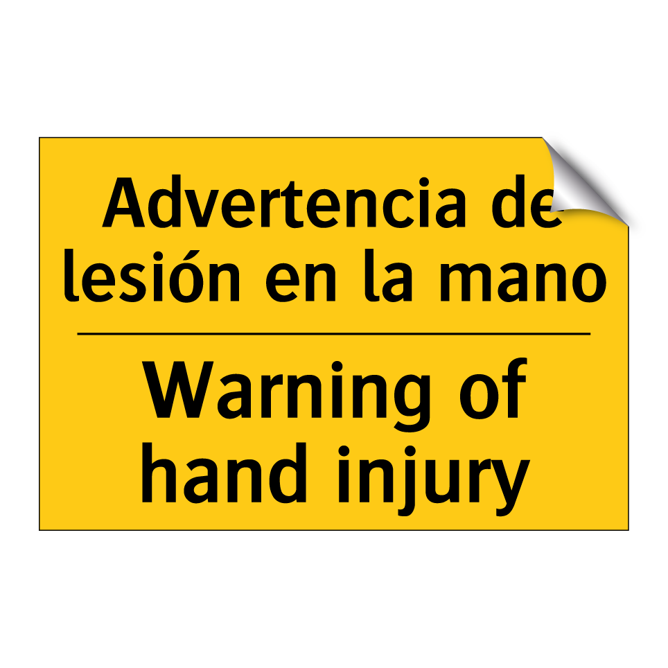 Advertencia de lesión en la mano - Warning of hand injury