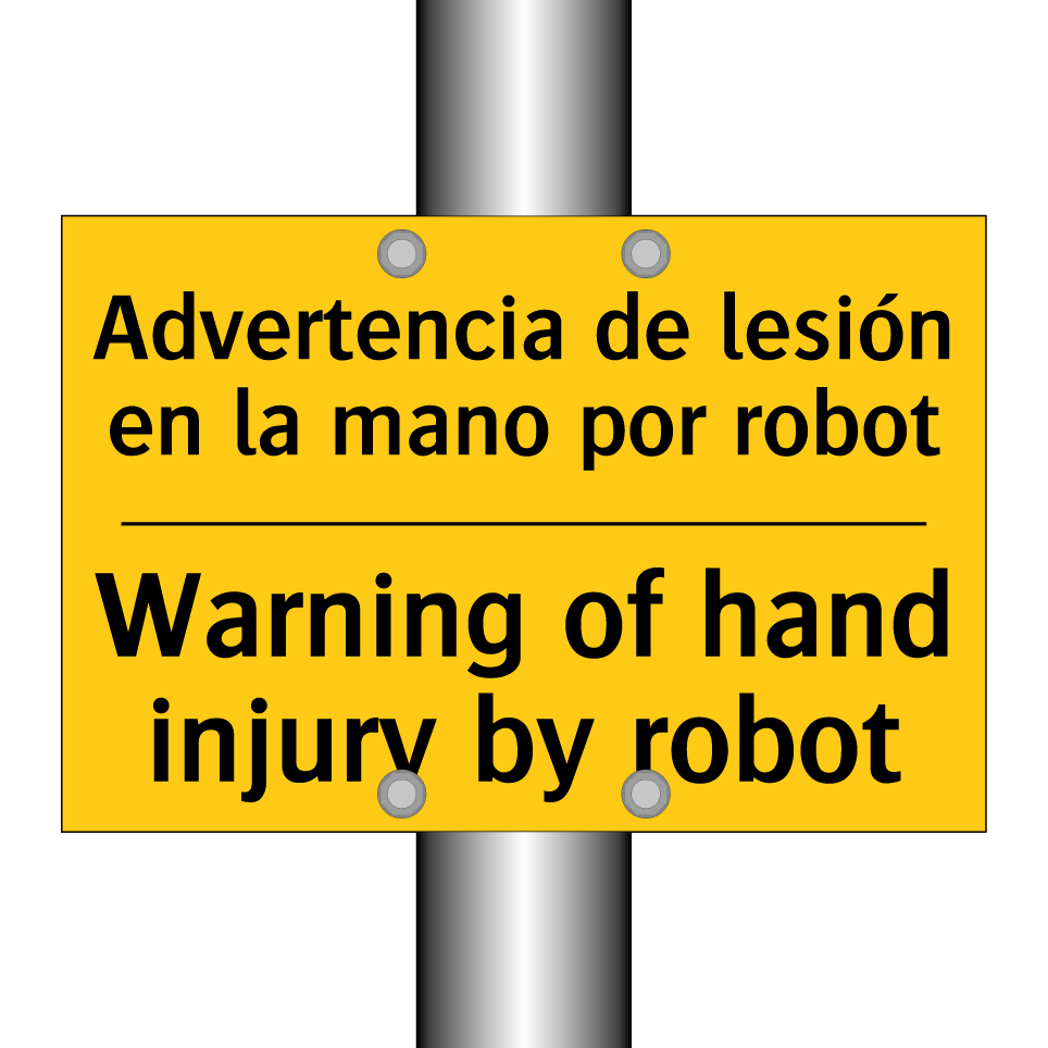 Advertencia de lesión en la mano por robot - Warning of hand injury by robot