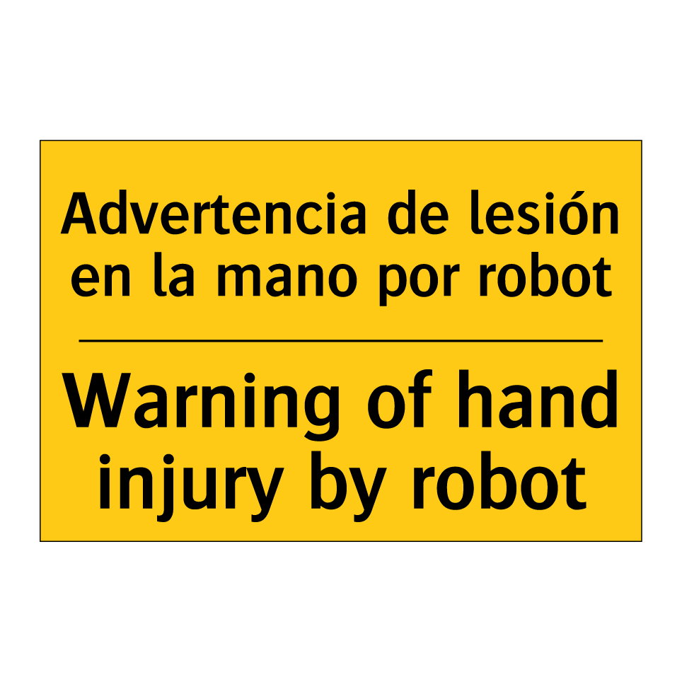Advertencia de lesión en la mano por robot - Warning of hand injury by robot