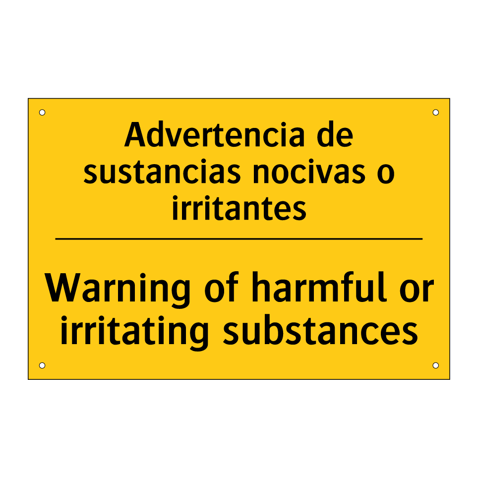 Advertencia de sustancias nocivas o irritantes - Warning of harmful or irritating substances