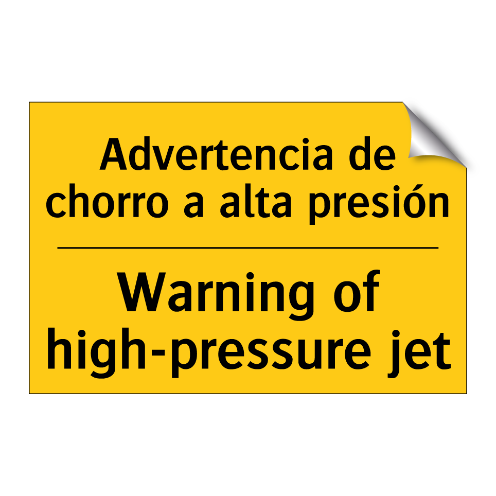 Advertencia de chorro a alta presión - Warning of high-pressure jet