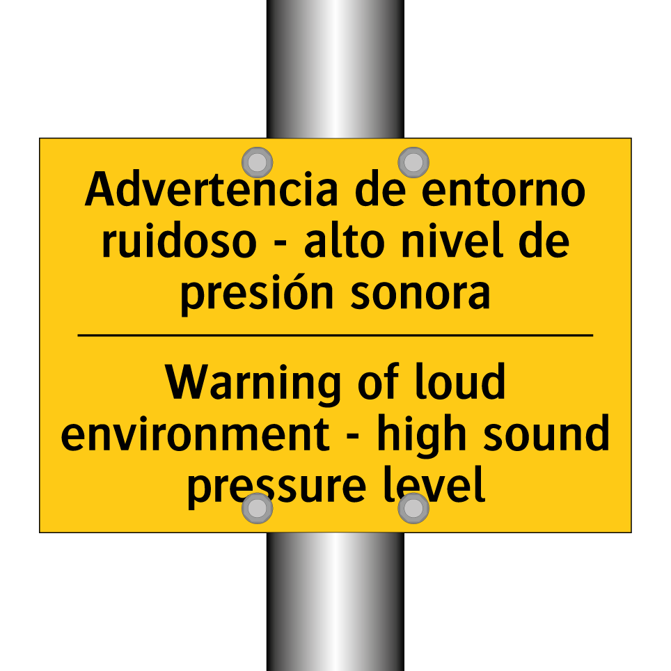 Advertencia de entorno ruidoso - alto nivel de presión sonora - Warning of loud environment - high sound pressure level