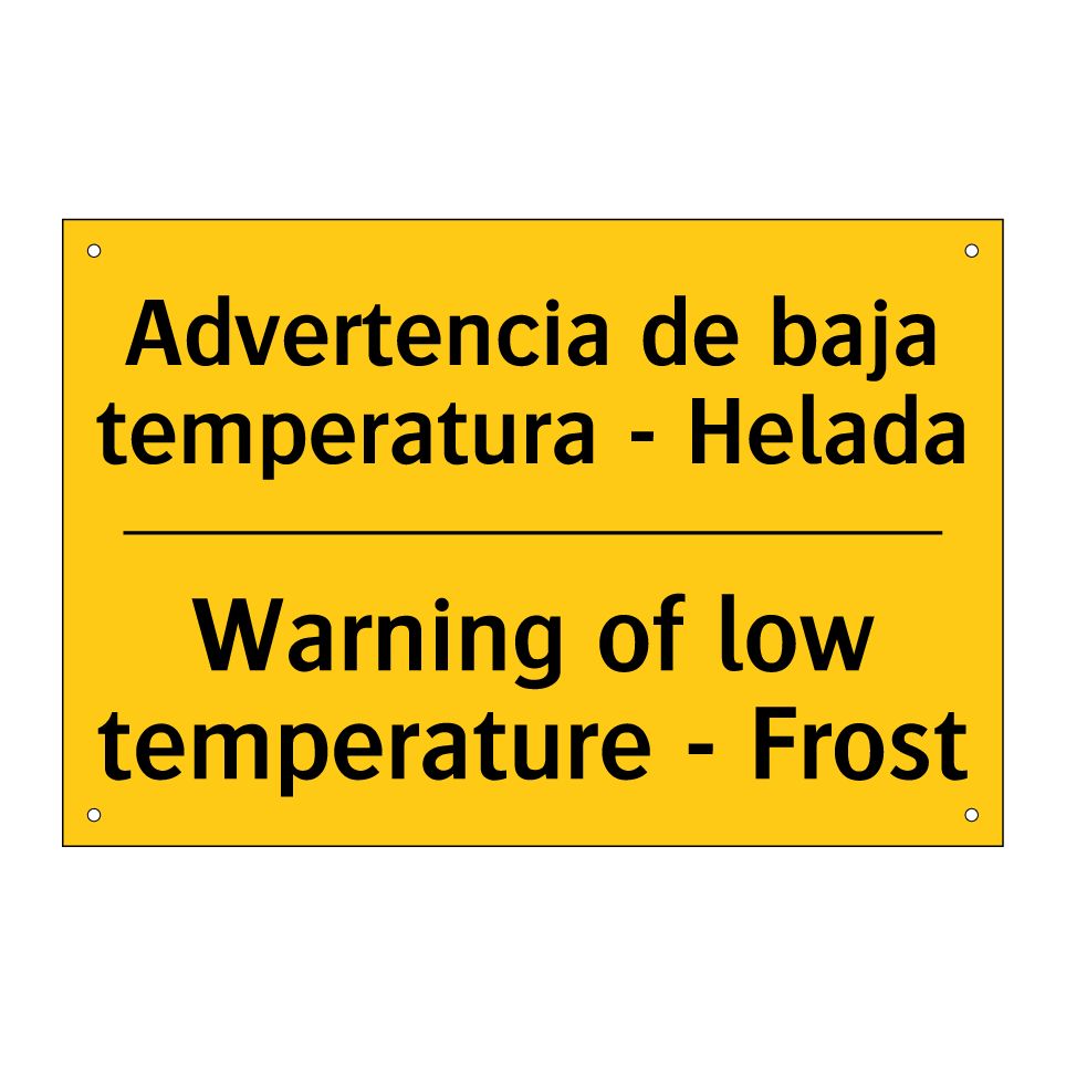 Advertencia de baja temperatura - Helada - Warning of low temperature - Frost