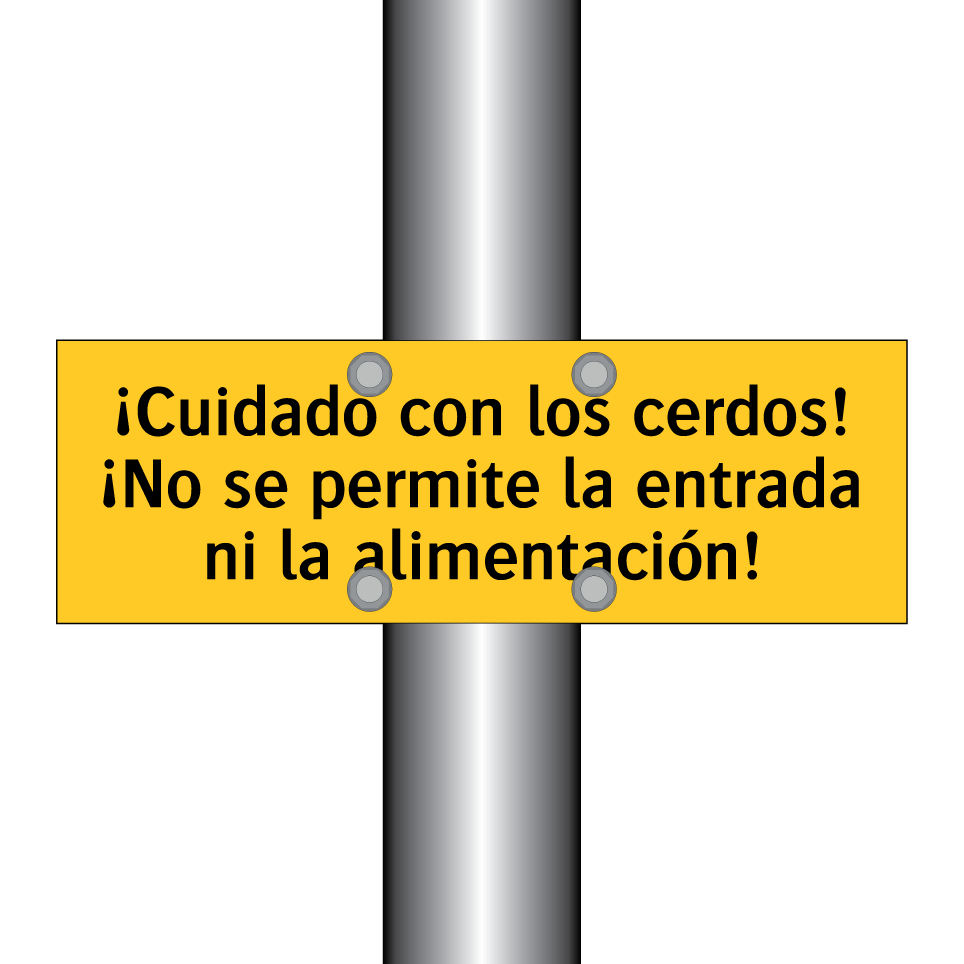 ¡Cuidado con los cerdos! ¡No se permite la entrada ni la alimentación!