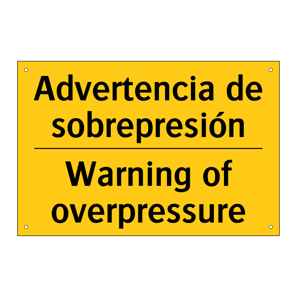 Advertencia de sobrepresión - Warning of overpressure