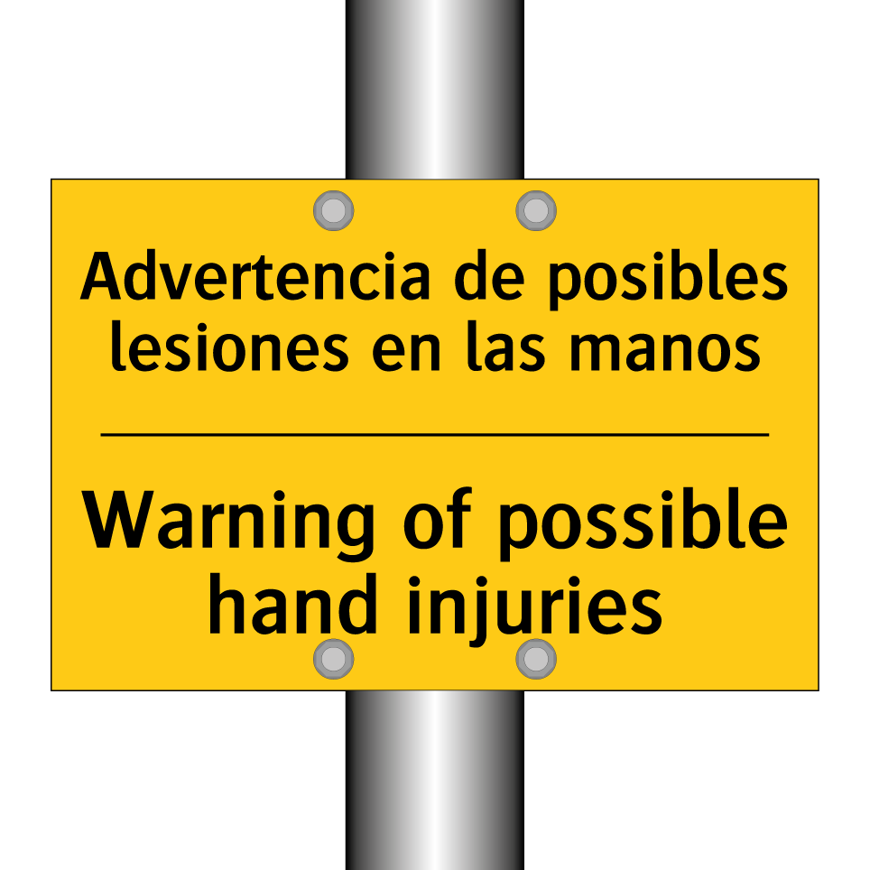 Advertencia de posibles lesiones en las manos - Warning of possible hand injuries