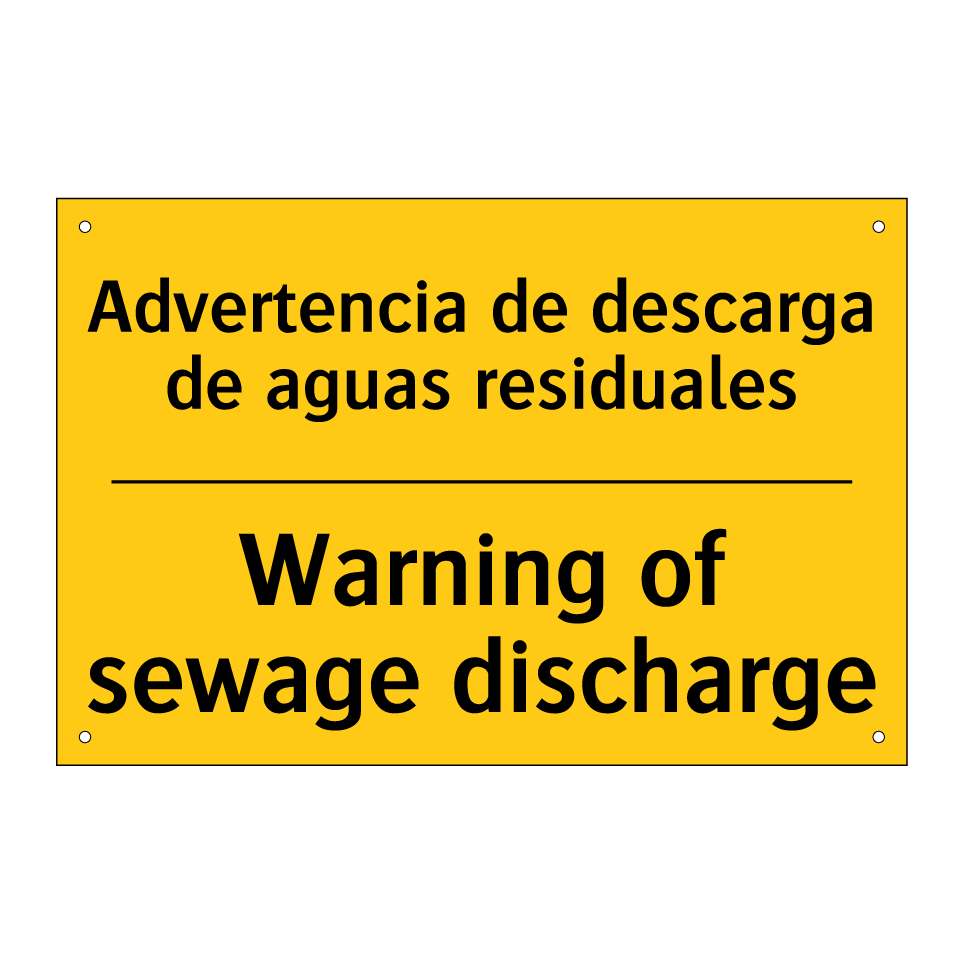 Advertencia de descarga de aguas residuales - Warning of sewage discharge