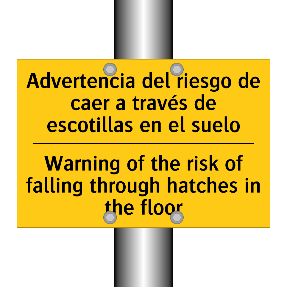 Advertencia del riesgo de caer a través de escotillas en el suelo - Warning of the risk of falling through hatches in the floor