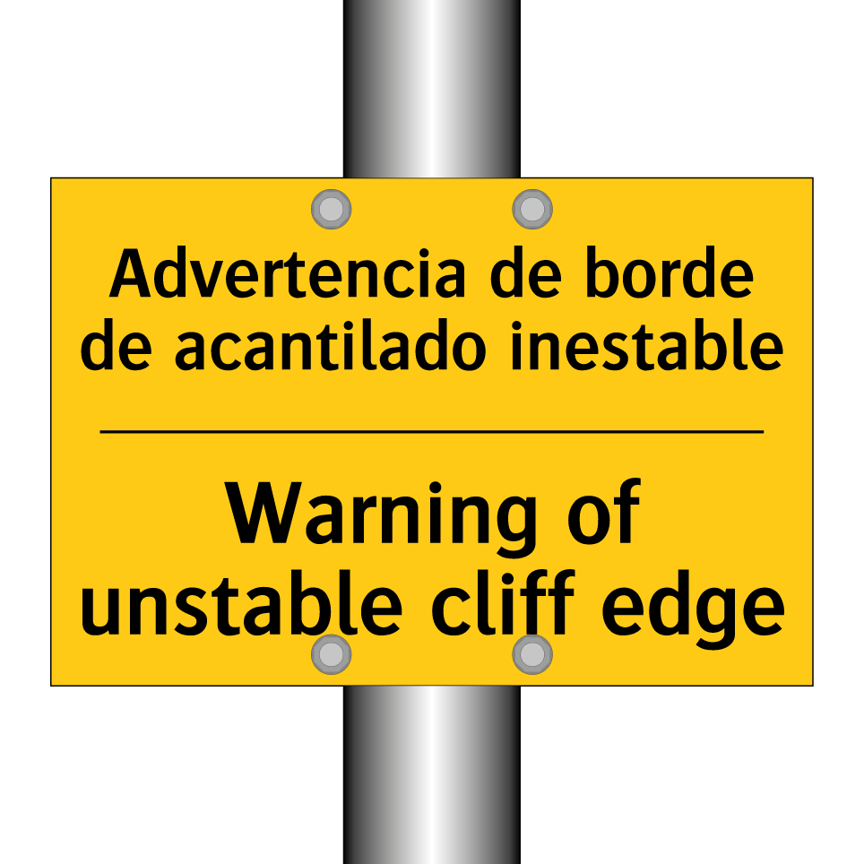 Advertencia de borde de acantilado inestable - Warning of unstable cliff edge