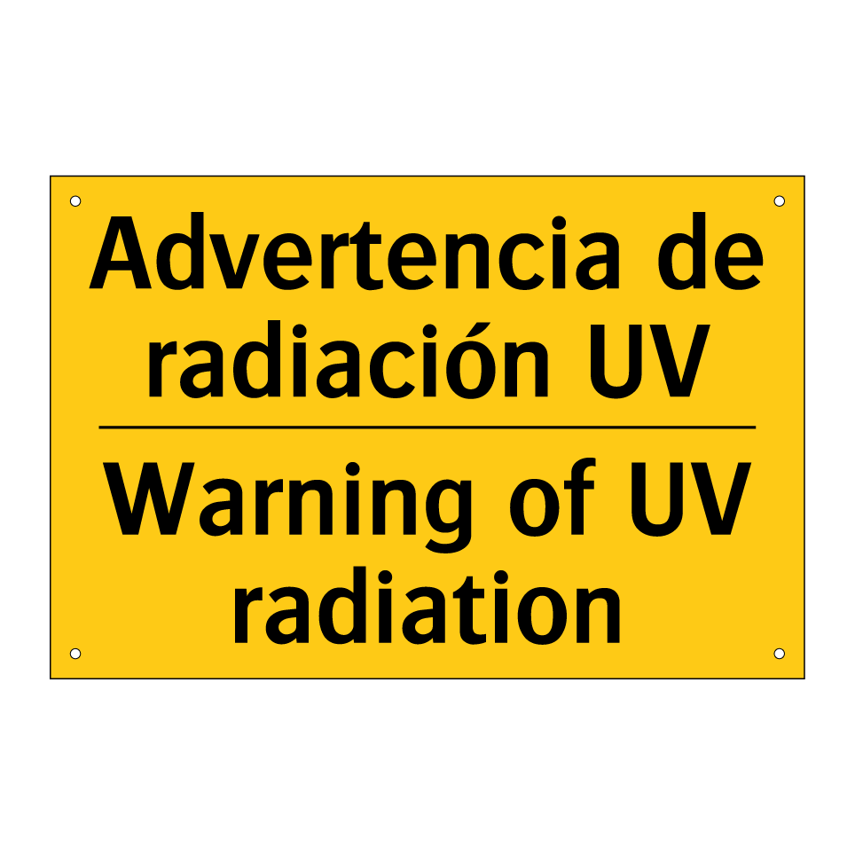 Advertencia de radiación UV - Warning of UV radiation