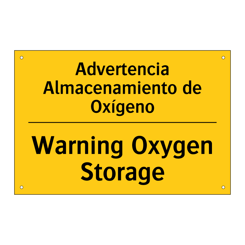 Advertencia Almacenamiento de Oxígeno - Warning Oxygen Storage