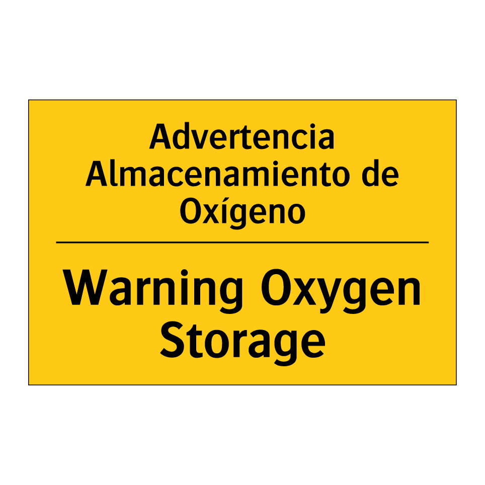 Advertencia Almacenamiento de Oxígeno - Warning Oxygen Storage