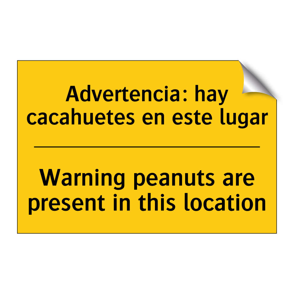 Advertencia: hay cacahuetes en este lugar - Warning peanuts are present in this location