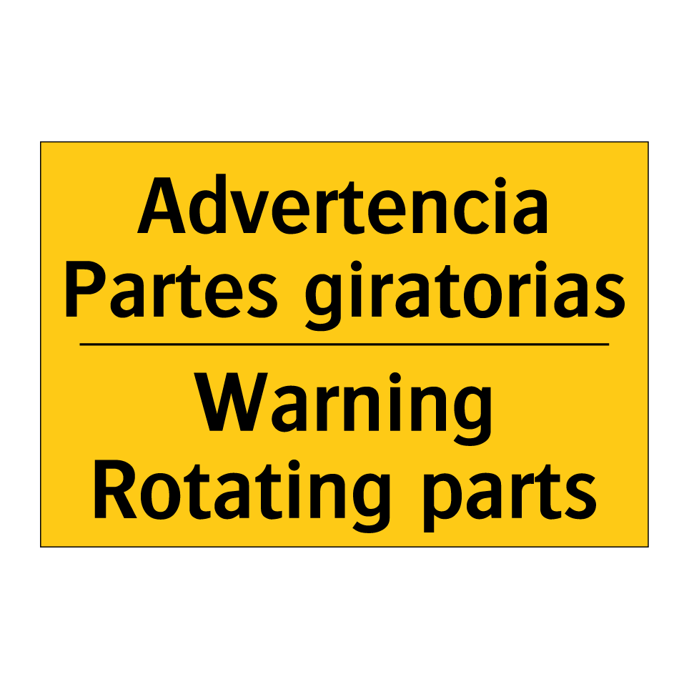 Advertencia Partes giratorias - Warning Rotating parts