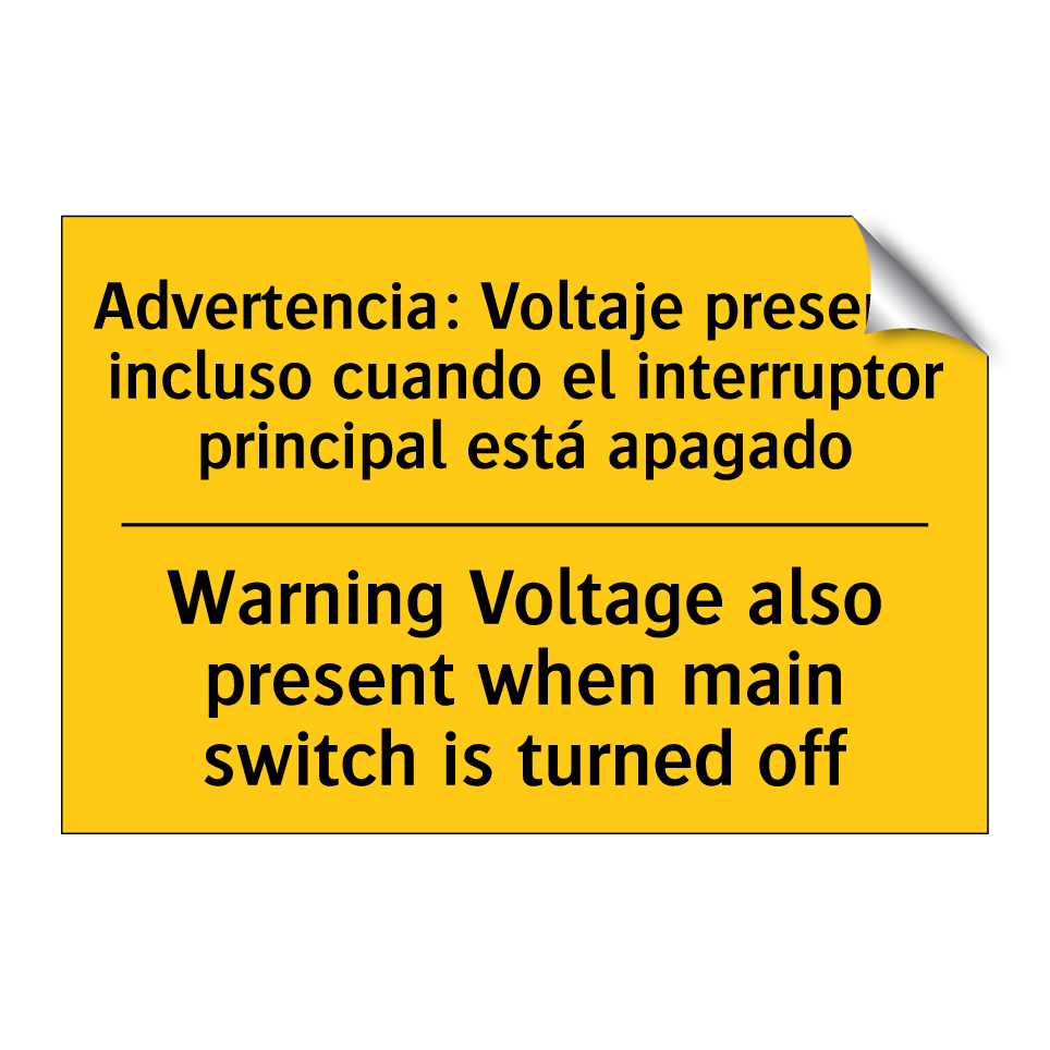Advertencia: Voltaje presente incluso cuando el interruptor principal está apagado - Warning Voltage also present when main switch is turned off