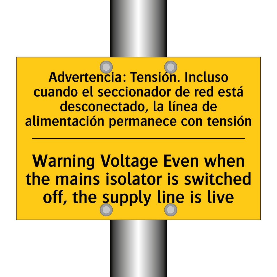 Warning Voltage Even when the mains isolator is switched off, the supply line is live - Warning Voltage Even when the mains isolator is switched off, the supply line is live