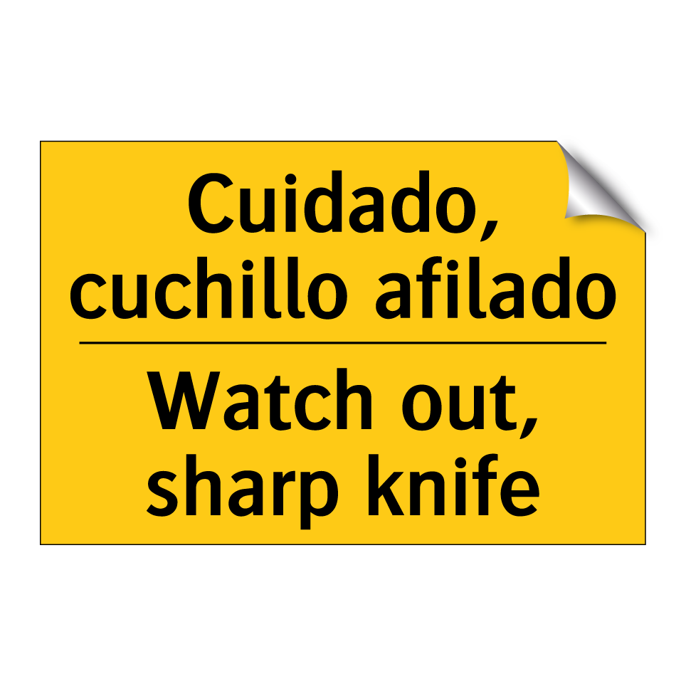 Cuidado, cuchillo afilado - Watch out, sharp knife