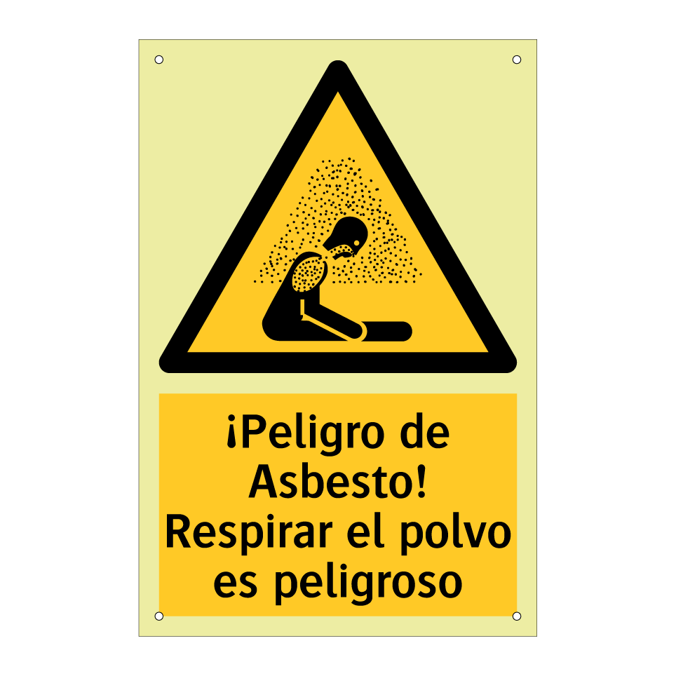 ¡Peligro de Asbesto! Respirar el polvo es peligroso
