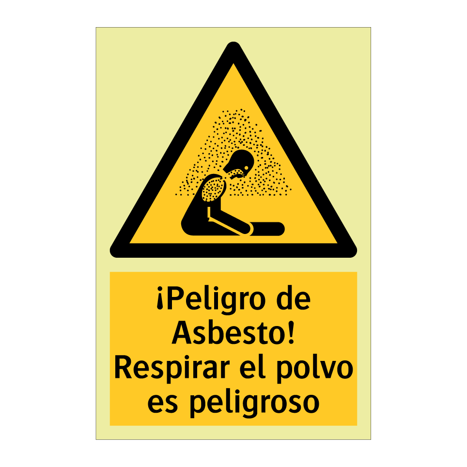 ¡Peligro de Asbesto! Respirar el polvo es peligroso